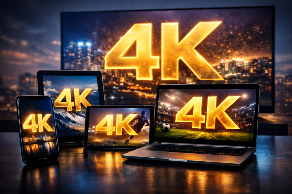 Sports fans watching a 4K match at a bar